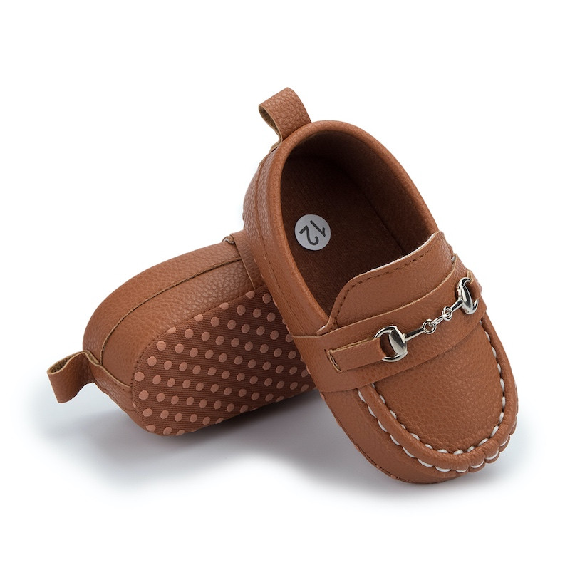 First walker Pu leather dress baby boy Soft sole infant Moccasins baby loafers shoes Brown
